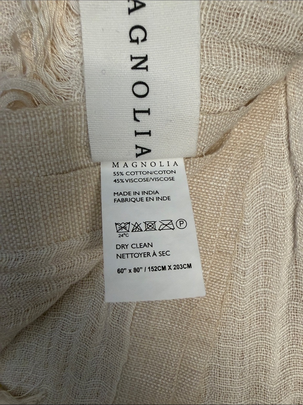 MAGNOLIA Throw Blanket in Cream/Off White - Picture 8 of 8